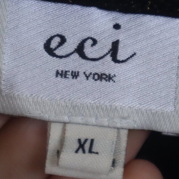 GLITTER DRAPED TOP XL ECI Metallic Dressy Sparkle Party Holiday NYE Evening Work - Picture 4 of 7